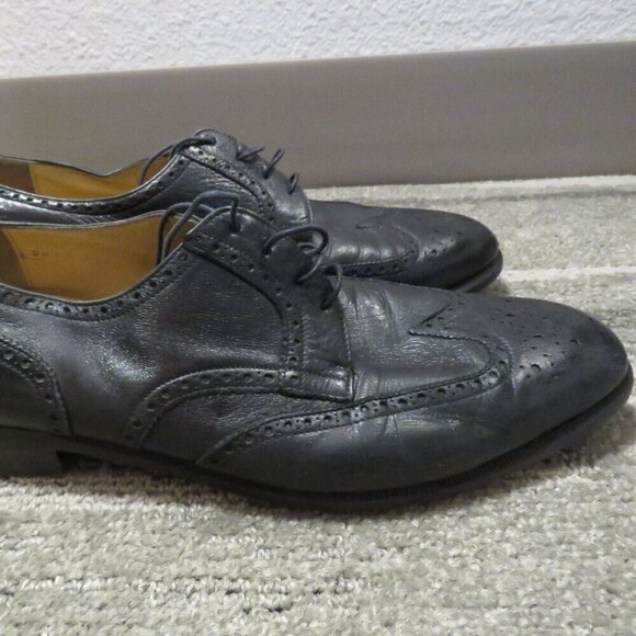 SALVATORE FERRAGAMO Black Leather Wingtip Brogue Oxford Shoes - Size US 9.5 D - Picture 8 of 16